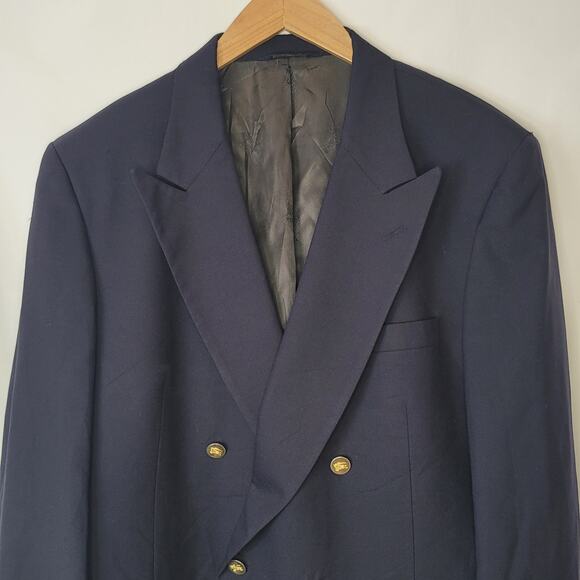 Burberry- Vintage Men's Navy blue double breasted blazer- See Measurements - Picture 2 of 11